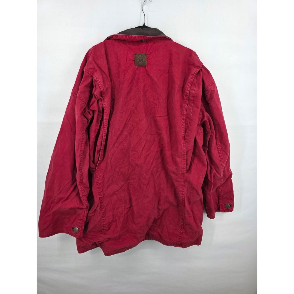 Vintage Marlboro Country Store Red Canvas Barn Jacket Leather Collar Mens XL - Picture 4 of 6